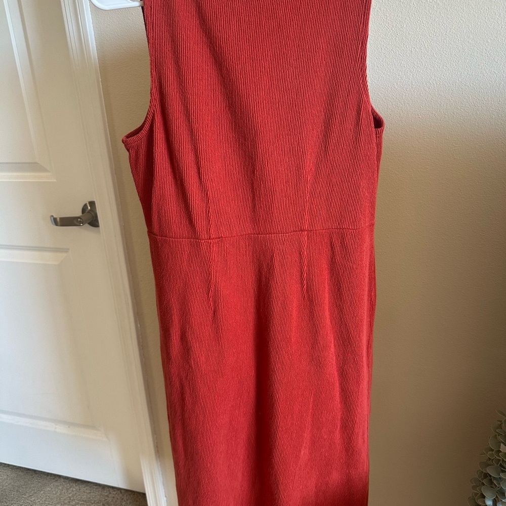 Madewell 💯 Cotton Button‑Front Midi Dress in Rust - Picture 8 of 10